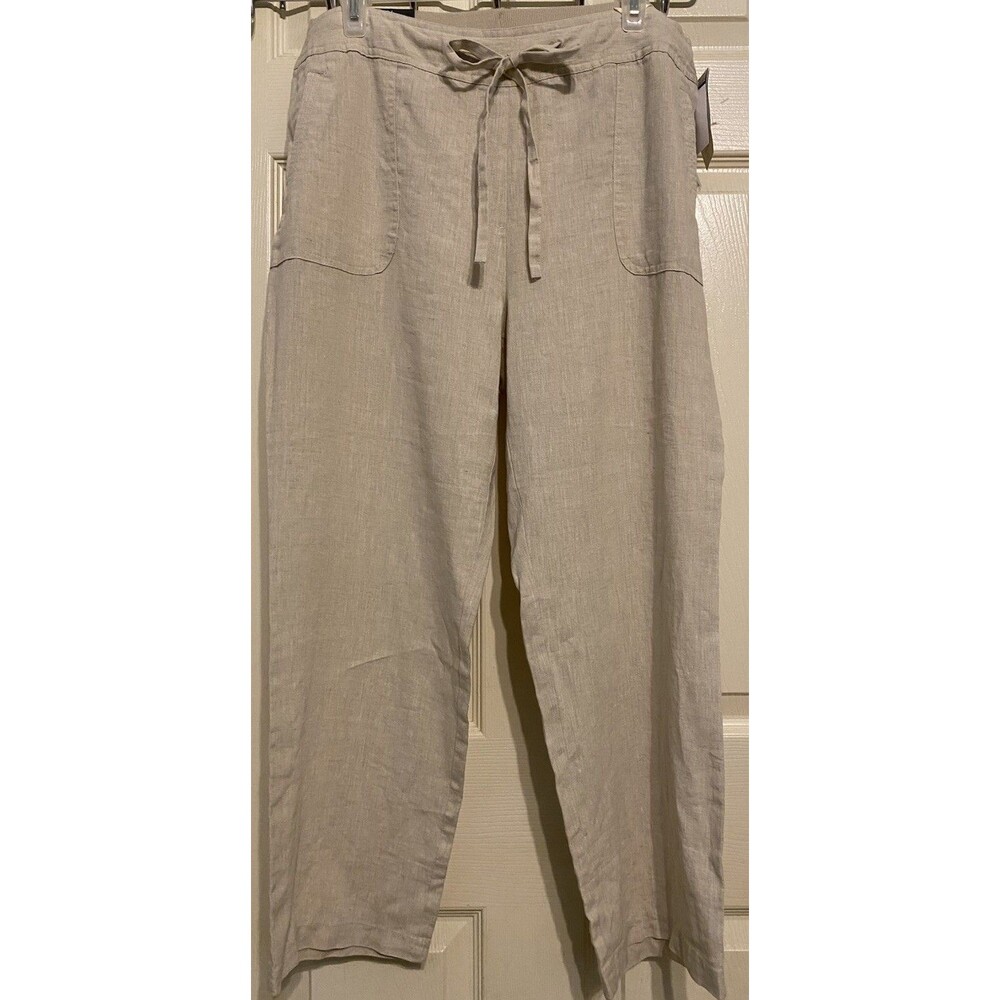 New Charter Club Classic Fit Linen Pull On Drawstring Capri Pants Women’s 12